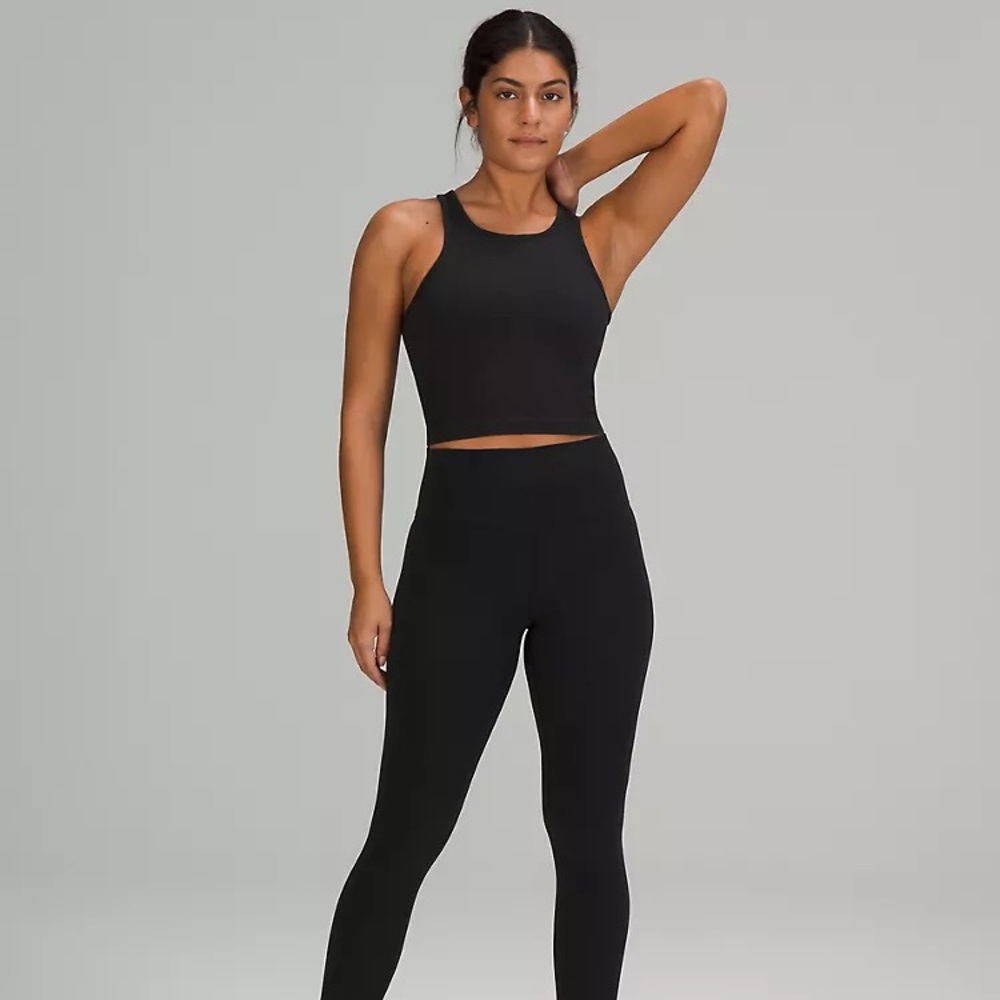 Lululemon Ebb to Street Cropped Racerback Tank Top- Black